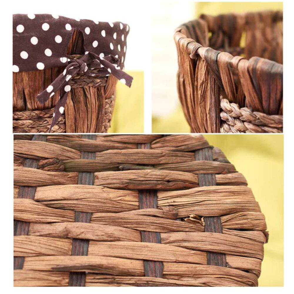 YKLL YKLL Trash Can Round Rattan Waste Basket,small Wicker Woven Storage Baskets,square Decorative Trash Can With Liner,office Waste Bin Recycle Bin For Cafe,home Trash Bin (D 17.5x17.5x21.5cm)