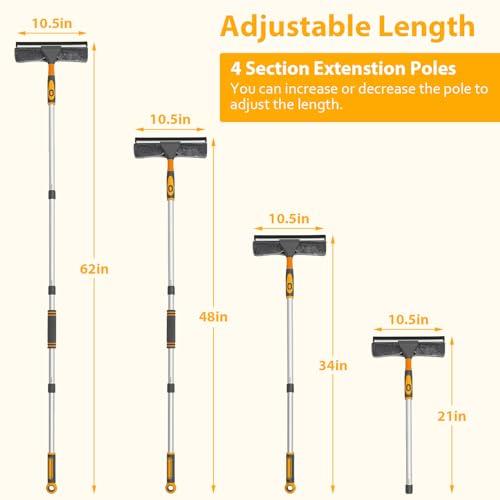 Baban Baban Window Squeegee Cleaner, 2 in 1 Window Cleaning Tool with Elbow and Straight Extension Pole, 62\'\' Telescopic Window Washing Equipment with Bendable Head for Car Glass Indoor Outdoor High Windows