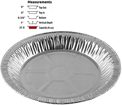 PACTOGO PACTOGO 9\" Aluminum Foil Pie Pans 1\" Medium Deep - Made in USA Disposable Tins (Pack of 50)