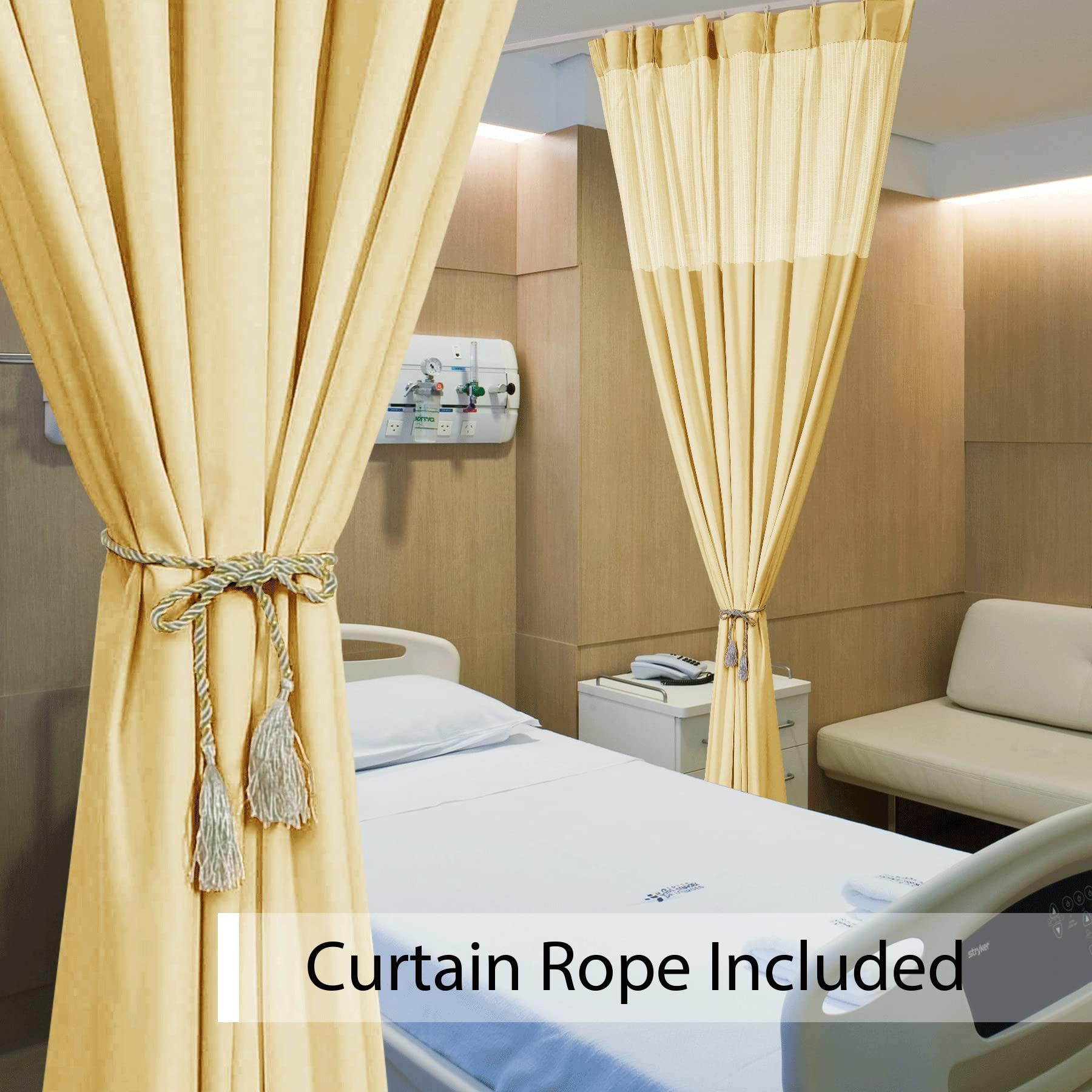 Fcosie Fcosie Room Divider Privacy Cubicle Curtain Hospital Curtain Pinch Pleated Top for Hospital Medical Clinic Basement Space Divider Curtains - Hooks Included - 1 Panel - 10ft Wide x 7ft Long - Orange