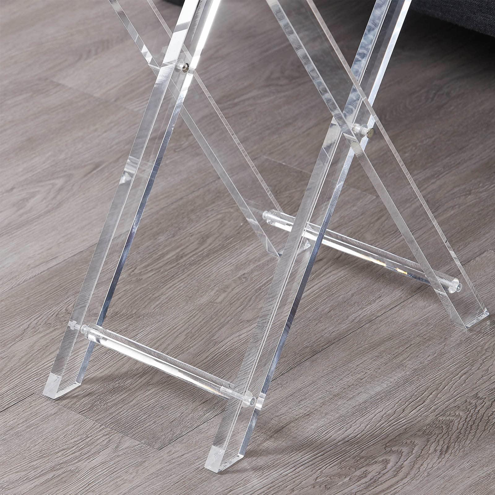 LIKENOW LIKENOW Furniture Acrylic Folding Tray Tables for Living Room,Bedroom,Lobby,Clear Small Side Tables with Handle for Coffee,Drink,Food,Snack,Modern Foldable Lucite End Table with X Leg for Decor