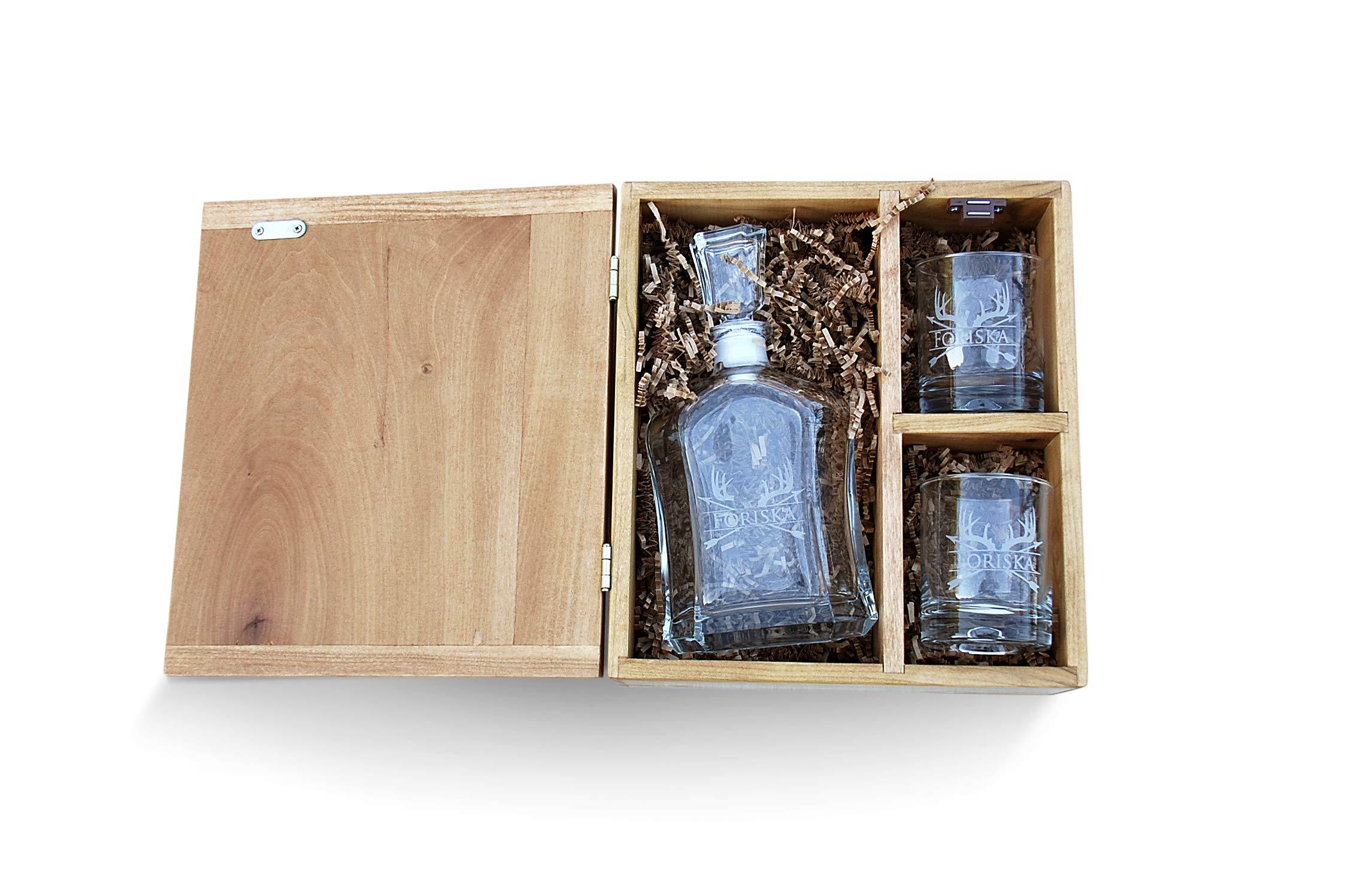 Krezy Case Krezy Case Whiskey Decanter Set with Glasses, Personalized Decanter in Wood Box for Groomsmen or Husband