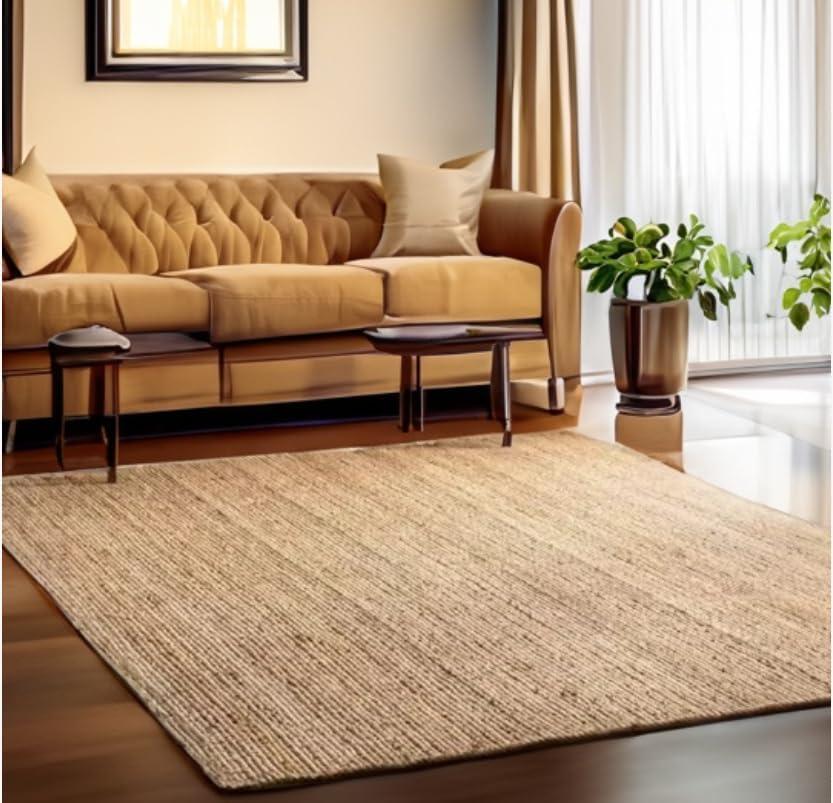 LOOM ART-HANDMADE RUGS Natural Jute Area Rugs Braided Rug Bohmian Rug Jute Runner sisal Rug Natural Fiber Rug Large Area Rug (5x9)