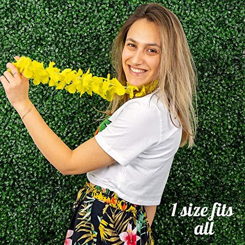 Massmain Hawaiian Flowers Leis Tropical Necklace - 36 Luau Garland 36 Umbrella Straws 12 Flower Hair Clips