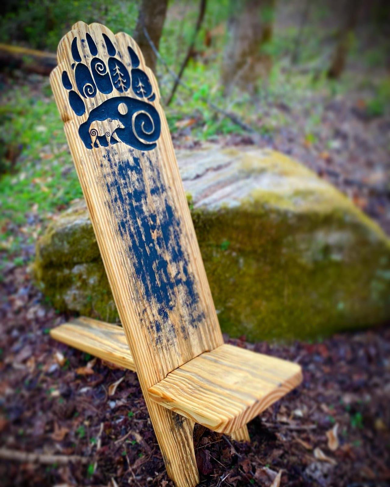 Online Solution Online Solution Norse Bear Paw Viking Slab Campfire Chair | Viking Chair Art Tail As Well Bow Hunters Light Stained Finish Pine Wood