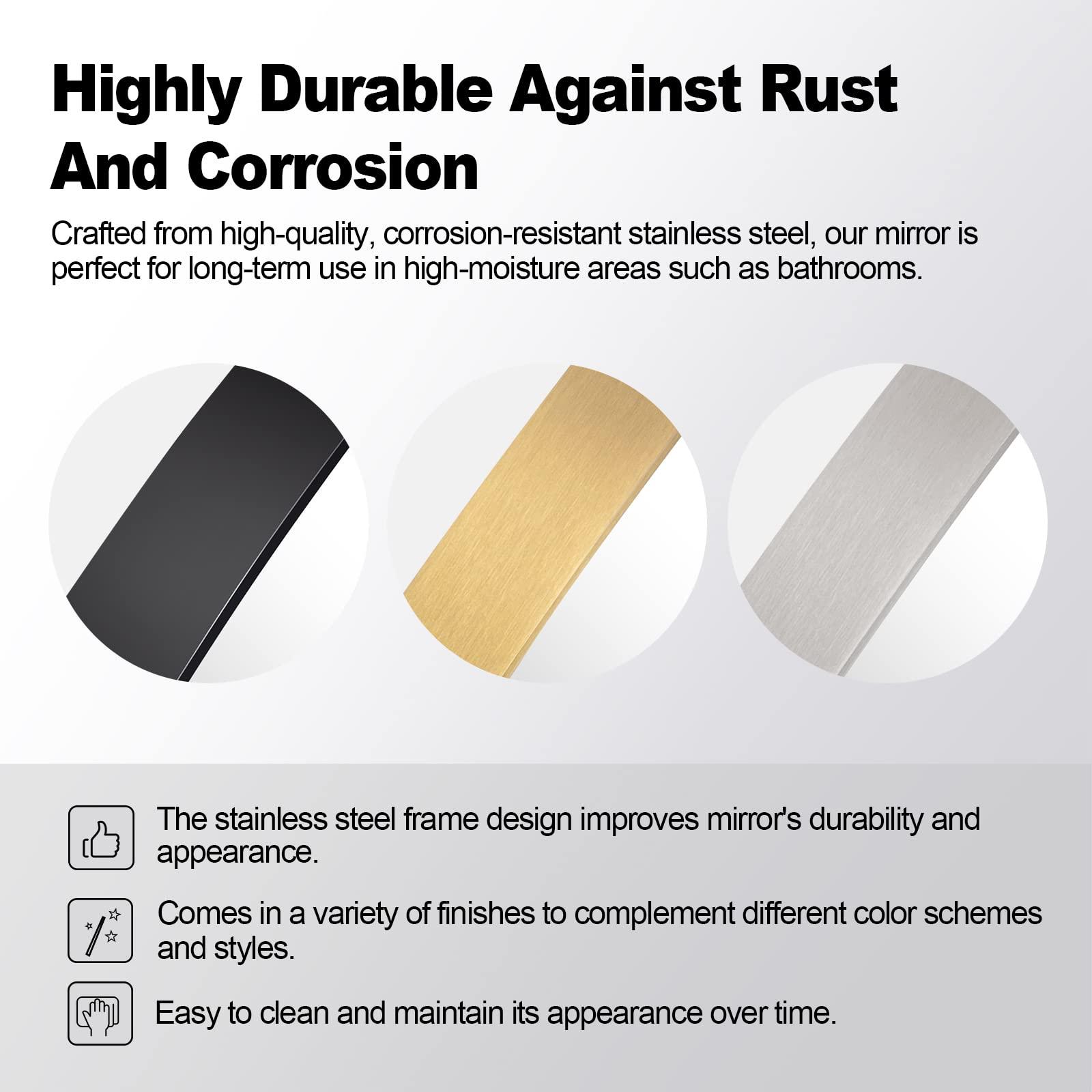 ANDY STAR ANDY STAR Brushed Nickel Oval Wall Mirror, 20x28, Modern Bathroom Mirror, Sturdy Stainless Steel Frame, Clear Reflection, Anti-Corrosion Backboard