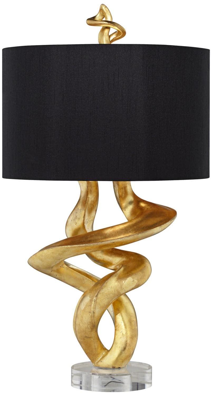 kathy ireland Pacific Coast Lighting Tribal Impressions 33\" Twirl Resin Table Lamp in Gold