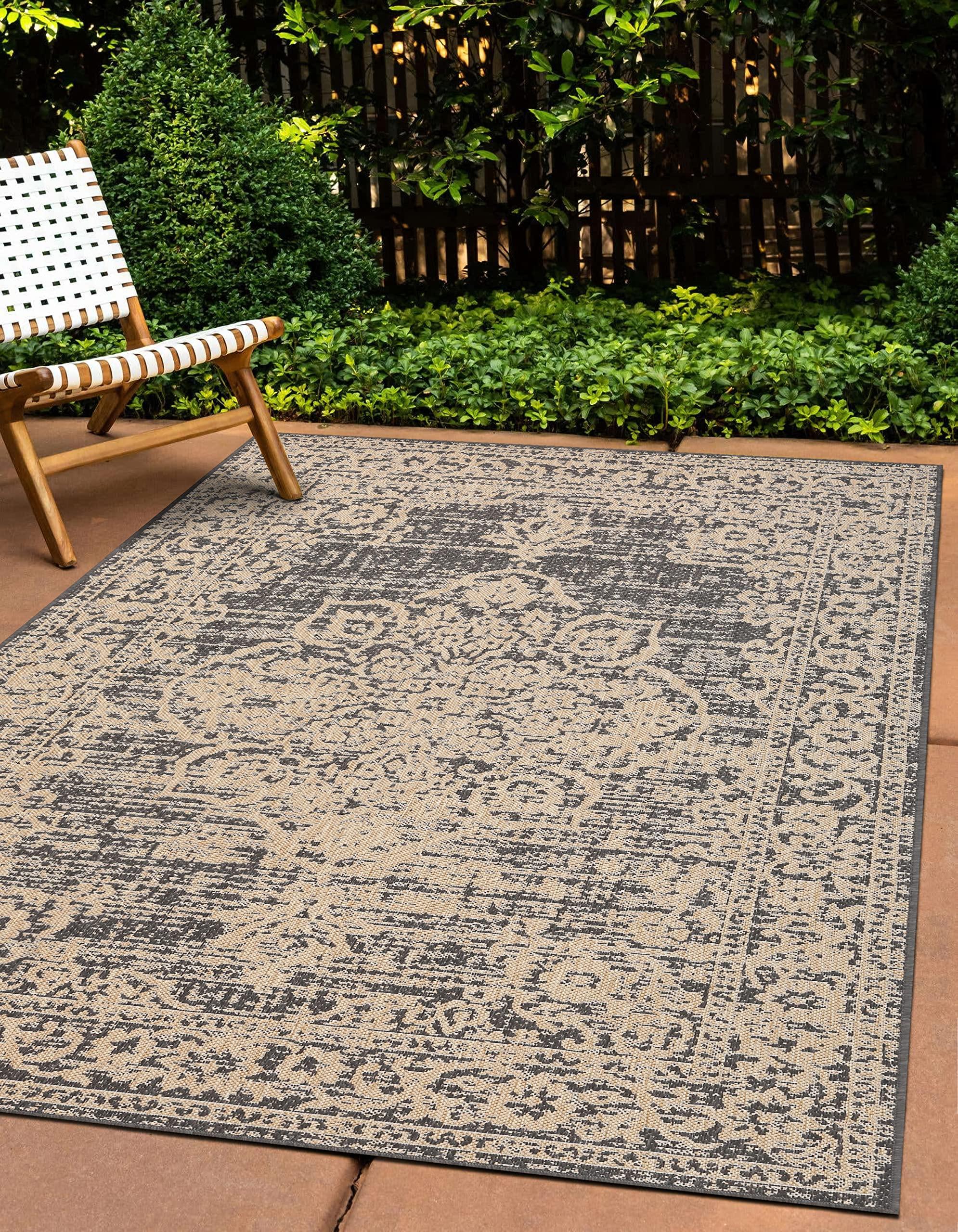 Sherloom Sherloom Modern Vintage Indoor Outdoor Area Rug Weather Resistant Outdoor Carpet for Porch Deck Balcony Backyard Patio Rug 8x10 Gray