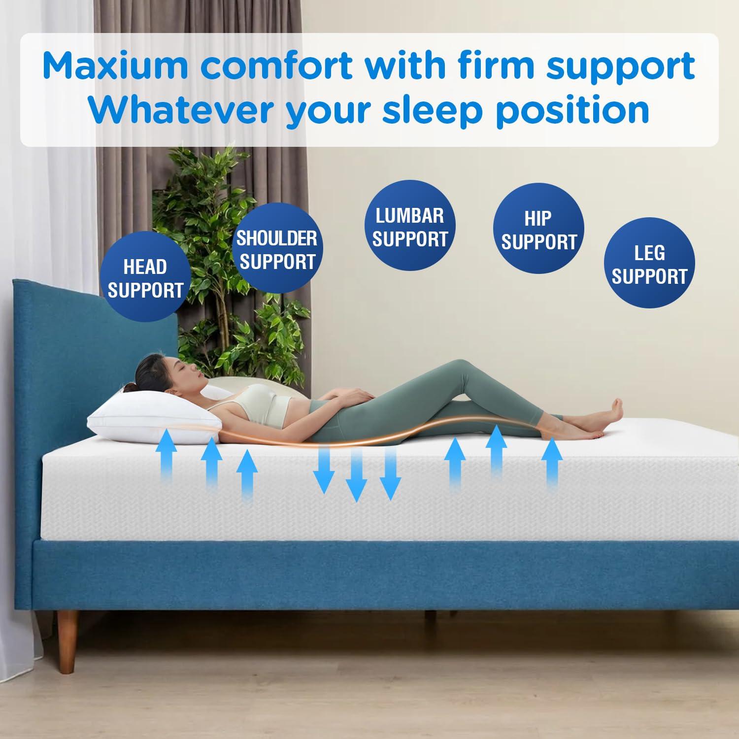 FDW FDW 10 Inch Green Tea Queen Cooling Gel Memory Foam Mattress/Medium-Firm Mattress for Pressure Relief for Kid Adults/CertiPUR-US Certified/Mattress in a Box, Queen