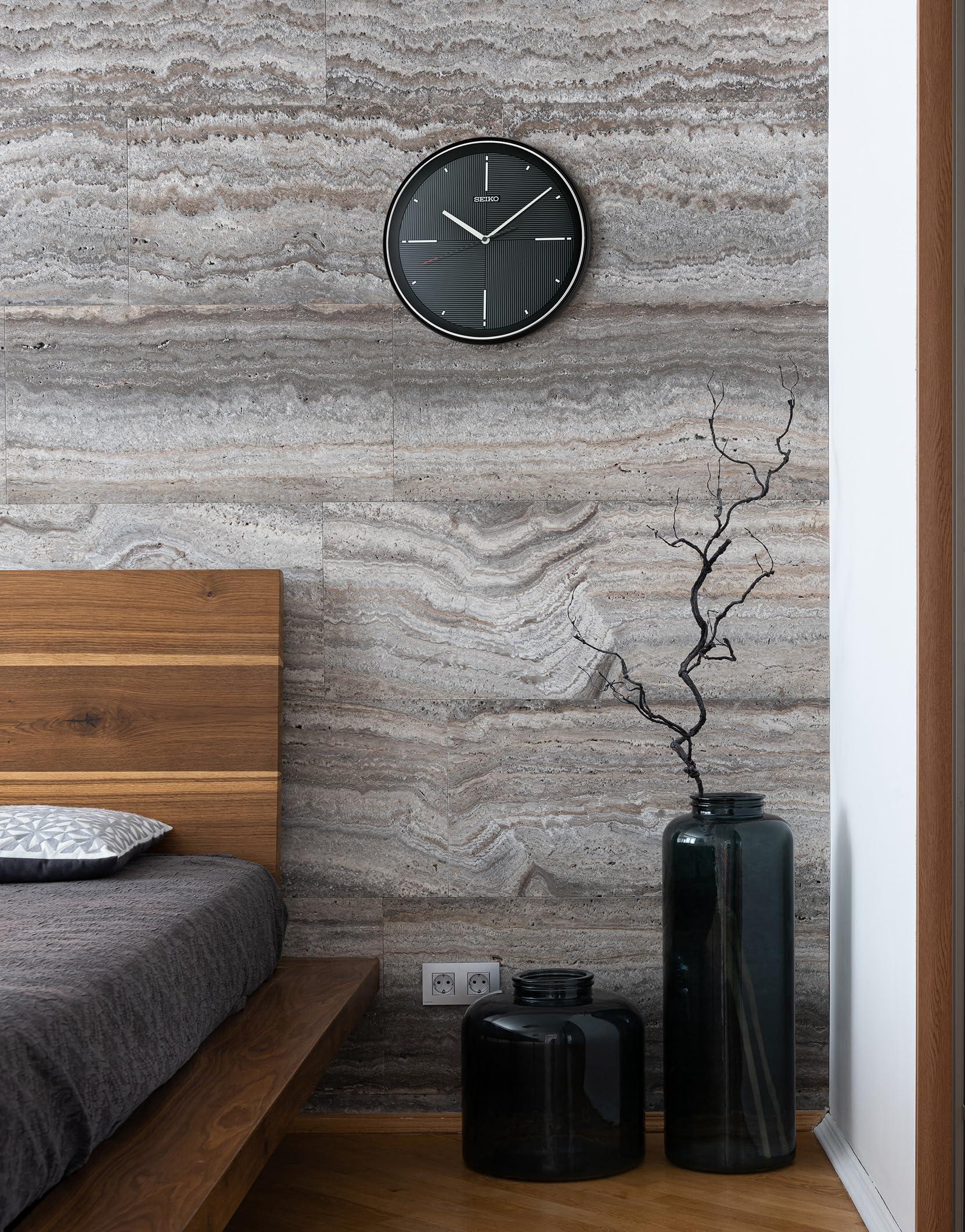 SEIKO SEIKO Felix Non Ticking Wall Clock, Black, 13 Inch