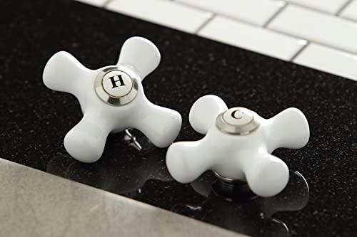 Kingston Brass Kingston Brass KS1238PXBS Heritage Deck Mount Kitchen Faucet with PX Handle and Brass Sprayer, 8-1/2-Inch, Brushed Nickel