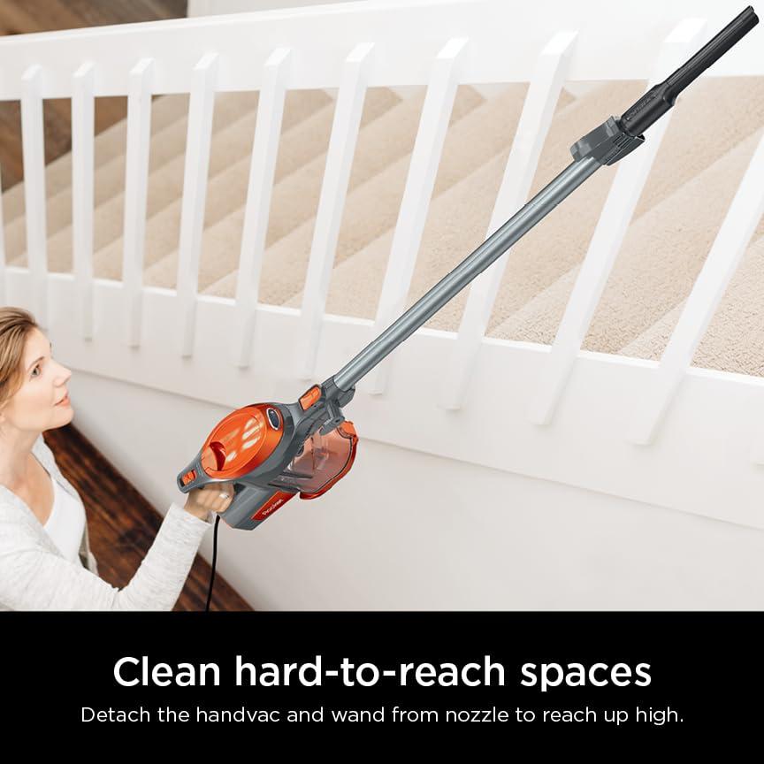Shark Shark HV302 Rocket Pet Corded Stick Vacuum, Lightweight with Swivel Steering for Carpets & Hard Floors, Converts to Hand Vacuum, Includes Crevice Tool, Pet Multi-Tool & Precision Duster, Orange