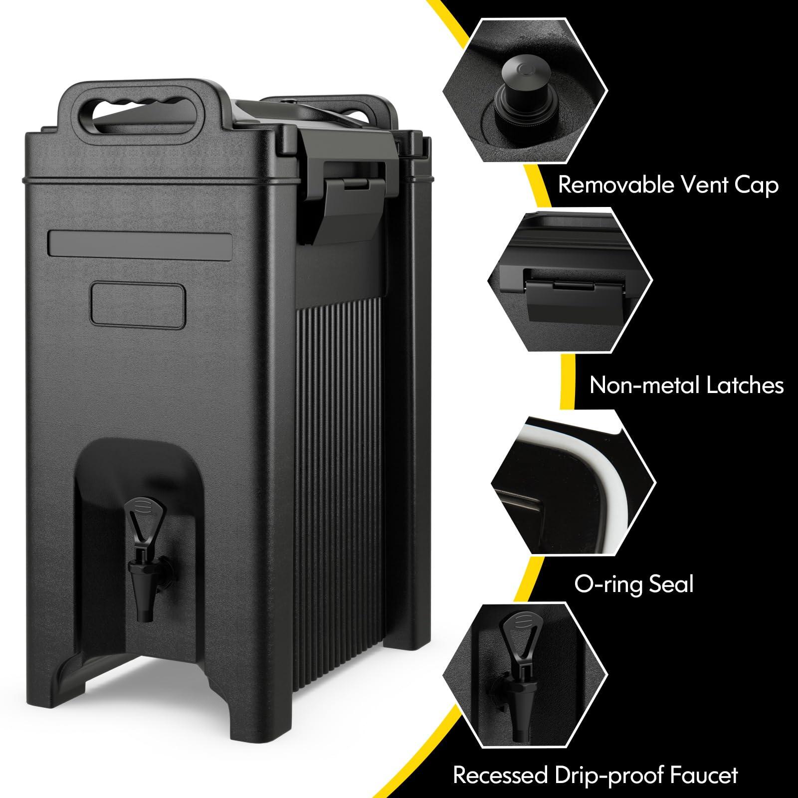 COSTWAY COSTWAY Insulated Beverage Dispenser, 5 Gallon Ice and Hot Drink Server with Handles for Catering, Food-grade LLDPE Material, Keep Hot Chocolate Coffee Tea Warm, Hot beverage Dispenser for Party