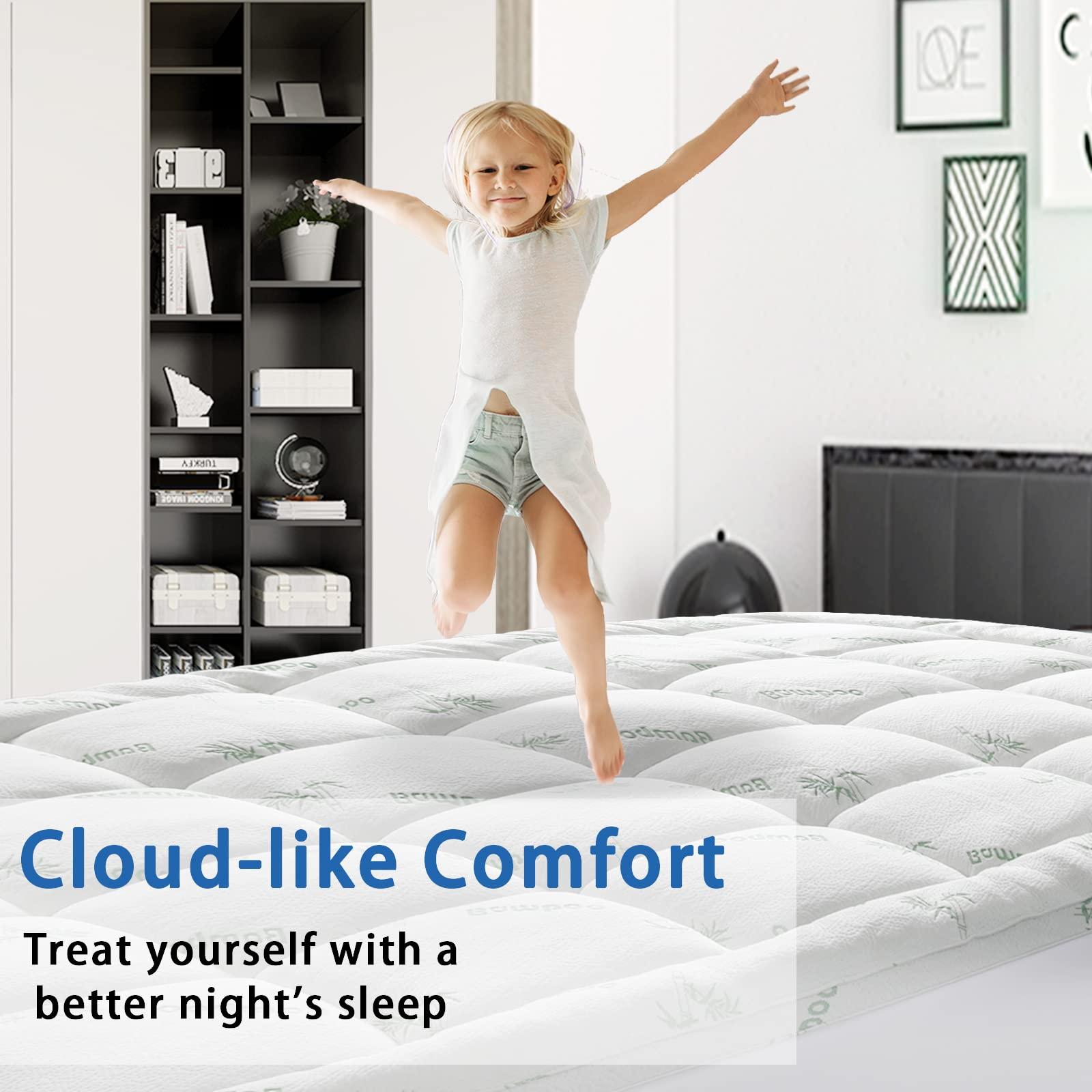 SakuraHome Mattress Topper Full Size, Cooling Extra Thick Breathable Viscose Made from Bamboo Mattress pad, Soft Quilted Fitted Mattress Cover with 1000 GSM Down Alternative Fill (8-21Deep Pocket)