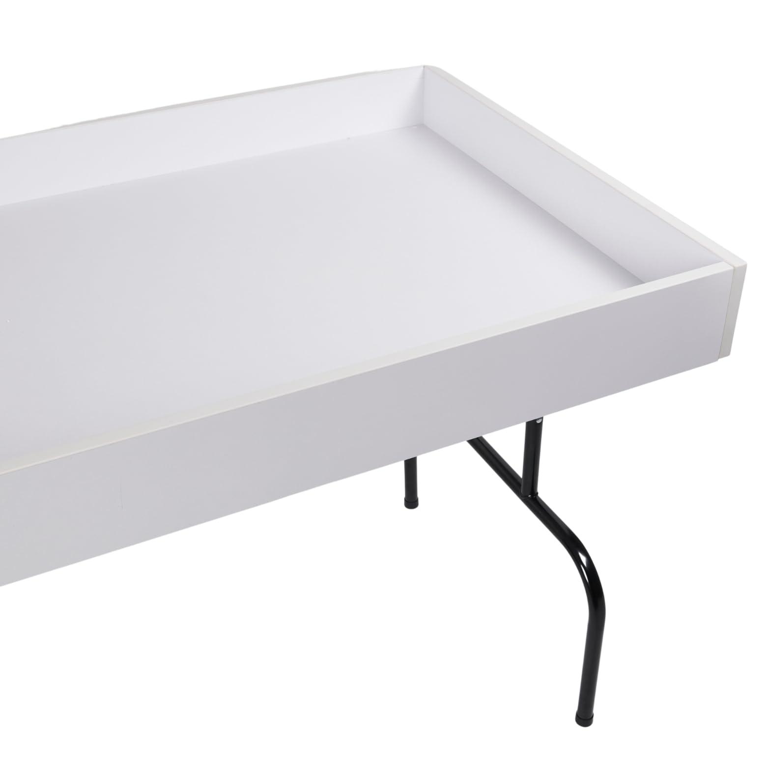 SSWBasics SSWBasics Large White Folding Dump Table - Durable, Portable, and Lightweight Display Solution for Retail, Trade Shows, and Events - Easy Setup and Storage, Supports Up to 250 lbs