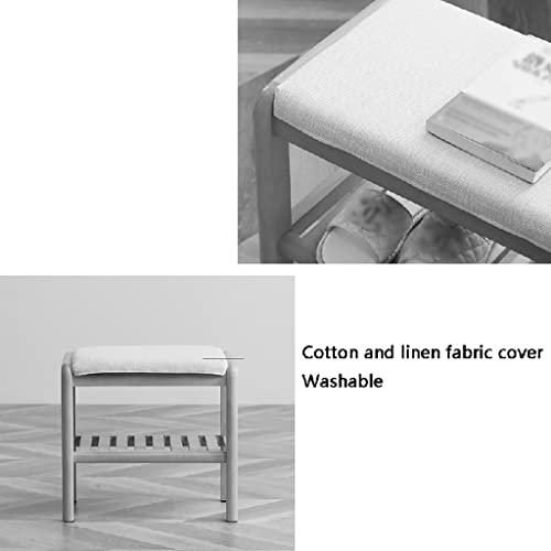 ShiLiLiShop Shoe Bench Wood Entryway Bench with Upholstered Seat Shoe Rack Bench 2-Tier Shoe Organizer for Entryway Hallway Bathroom Living Room (Color : Brown, Size : 80 * 30 * 42cm)