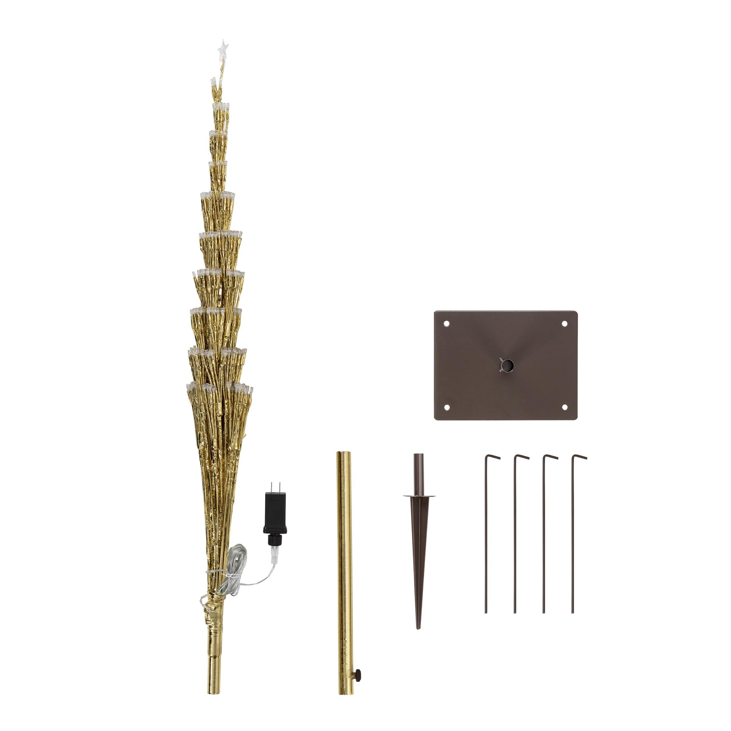 Alpine Corporation Alpine Corporation 53" H Indoor/Outdoor Artificial Christmas Tree with LED Lights, Gold, Christmas Decoration