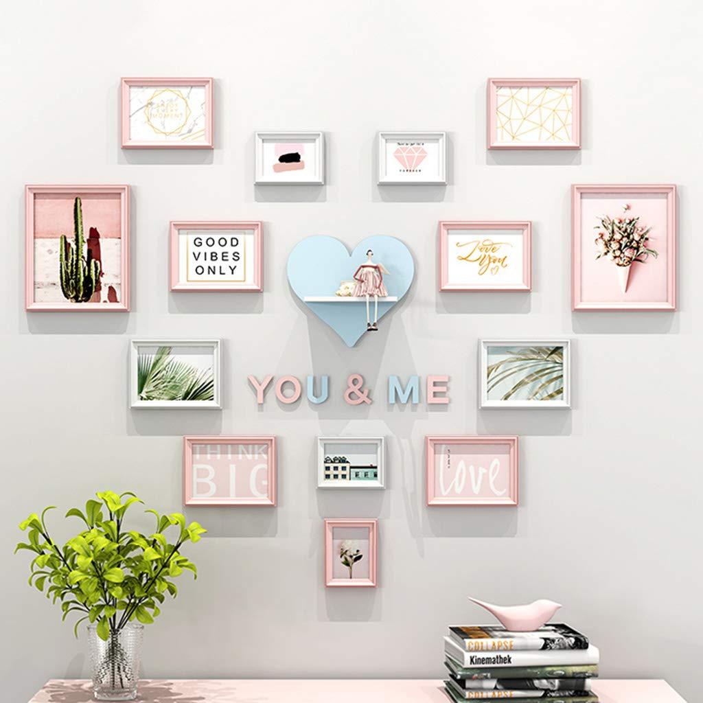 Photo Wall Photo Wall Heart-Shaped, Room Love Photo Frame Wall, Living Room Bedroom Photo Frame Wall Background Wall Combination