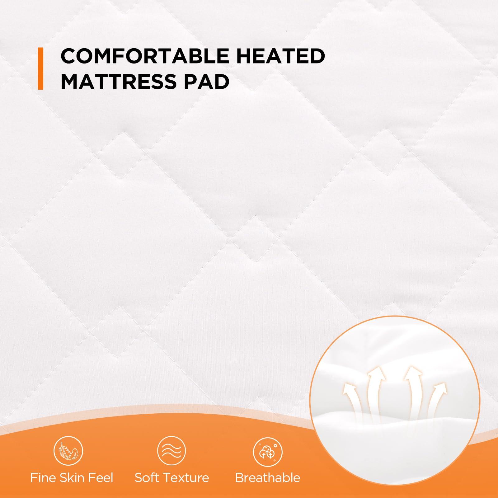 Westinghouse Westinghouse Heated Mattress Pad Queen, Comfortable Electric Mattress Pad with 10 Heating Settings & 1-12 Hours Auto Shut Off, Fit Up to 17\" Deep Pocket, Queen Size 60\"x80\"