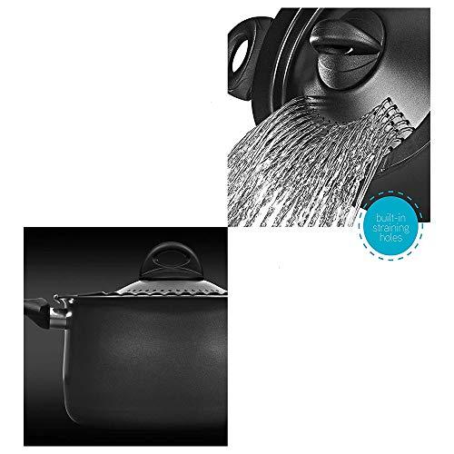 Bialetti Bialetti 5.5 Quart Pasta Pot with Strainer Lid, Charcoal Elongated Oval Pot for Longer Spaghetti, Lasagna, Penne & Farfalle Noodles, Heat Resistant Handles & Nonstick Interior, Large Pot for Cooking