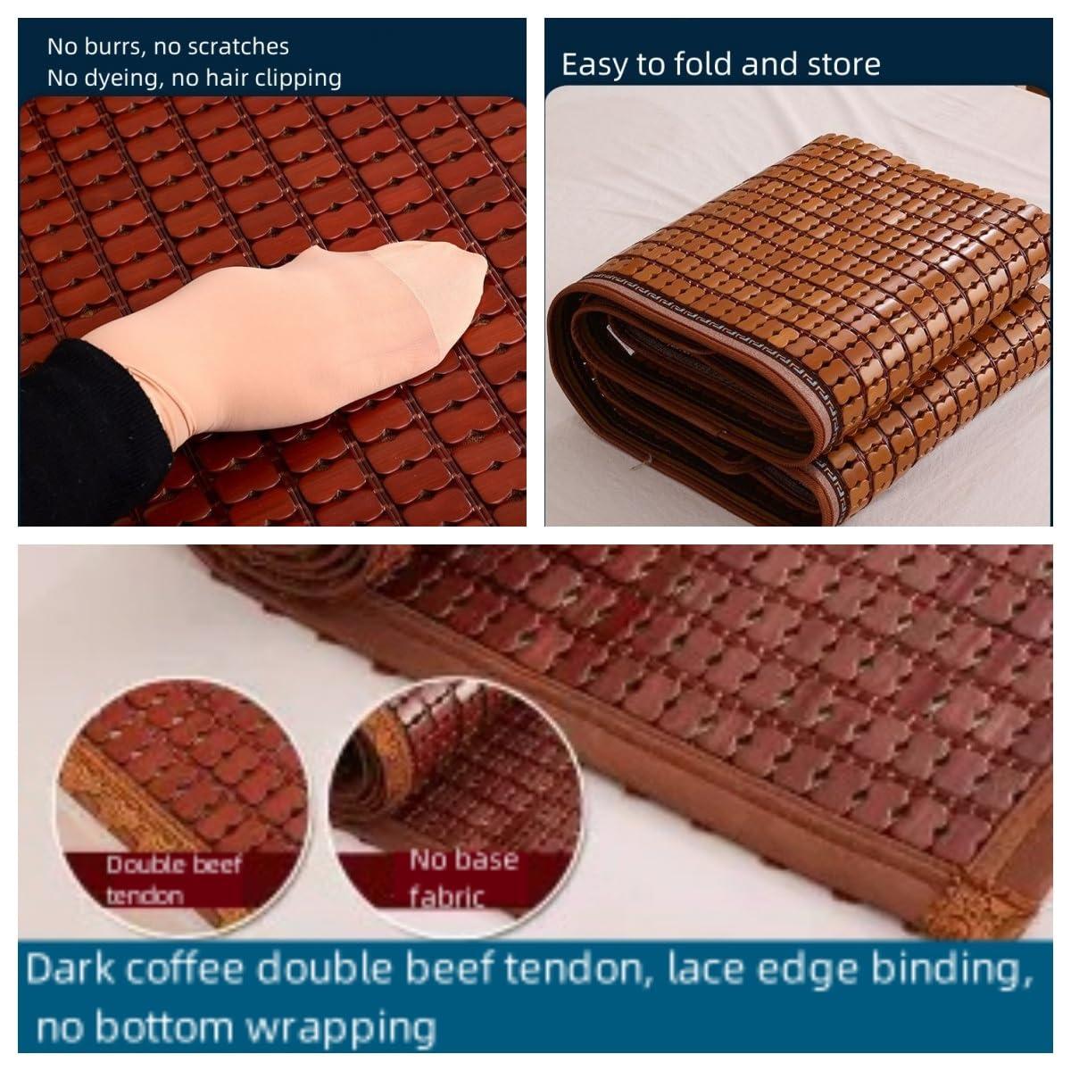 SUSEHXD SUSEHXD Summer Bamboo Bed Mat Mattress Topper Pad, Foldable Summer Bed Mat, Breathable Cool Absorb Sweat Summer Sleeping Mat for Home Bedroom School Dormitory(0.8 * 1.9m)