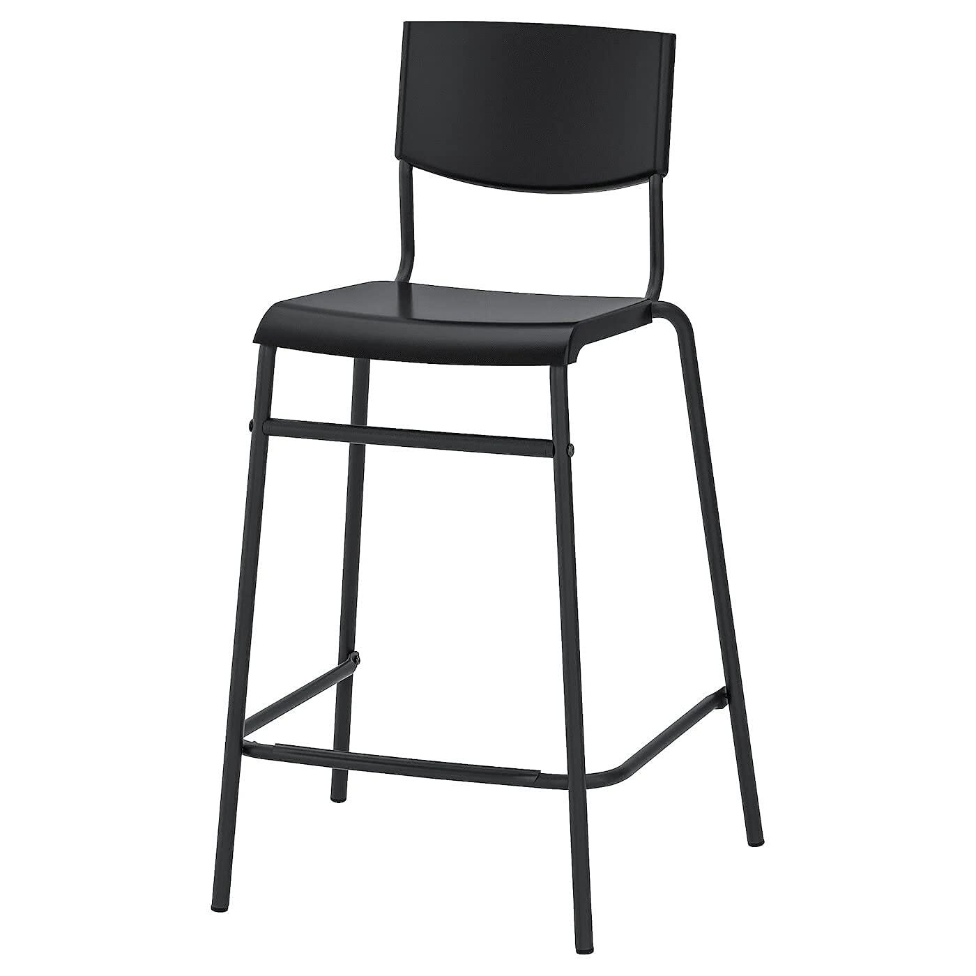 Ikea Ikea STIG Bar Stool with backrest, Black/Black 74 cm (29 1/8 \")