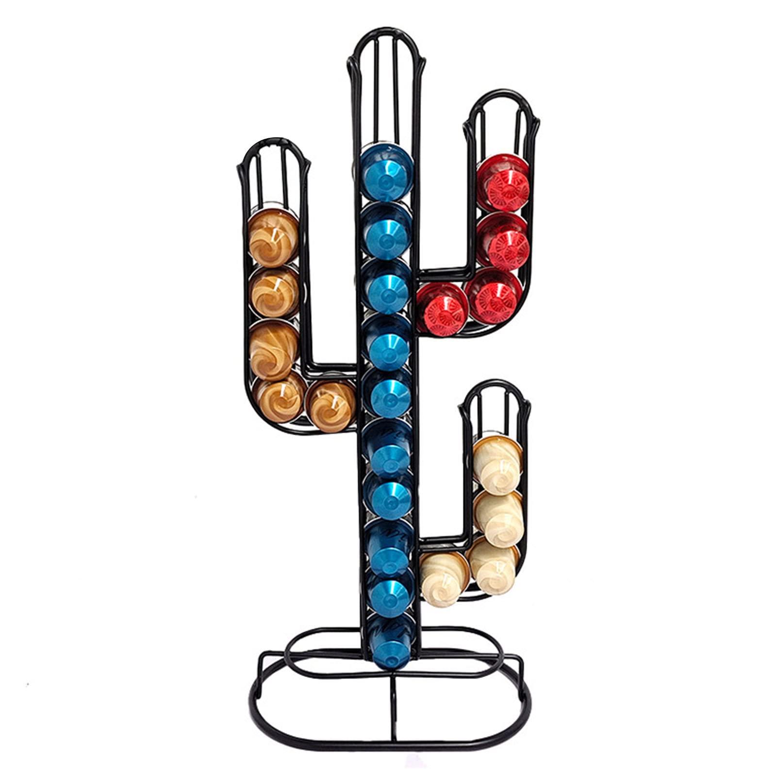 Denash Denash Coffee Pod Holder, Cactus Shaped Coffee Capsule Storage Organizer Stand Holds 48 Coffee Pods Coffee Accessories