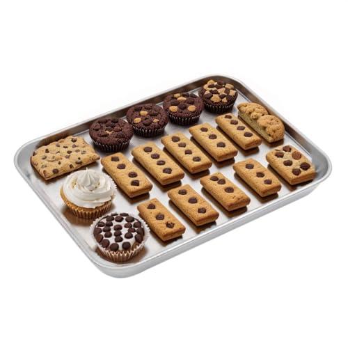 Aspire Aspire Baking Sheet Set, 304 Stainless Steel Cookie Sheet Set Toaster Oven Tray Pan Rectangle Size-S 3 Pcs