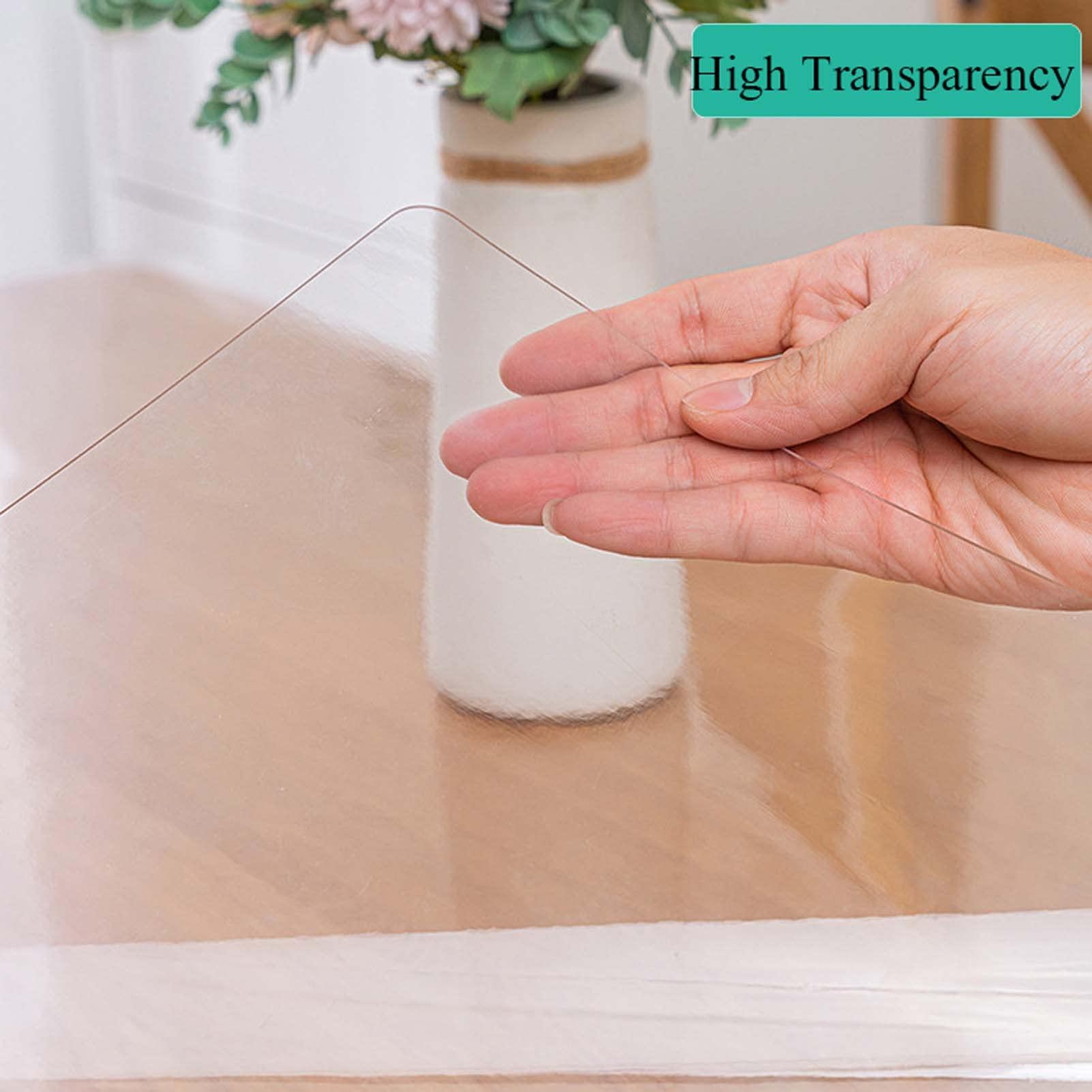 YSUEFIJO YSUEFIJO Round Table Cloth 47in, Clear Table Cover, Clear Plastic Tablecloth Protector, 2mm Thick Clear Desk Protector Table Pads, Waterproof Vinyl Table Top Protector, for Kitchen, Coffee Table