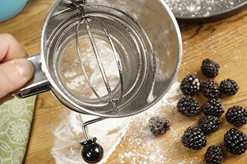 RSVP International RSVP International Endurance® Stainless Steel Crank Style Flour Sifter, 5 Cup | Sift Flour & Dry Ingredients for Baking | Manual Crank | Dishwasher Safe,Silver