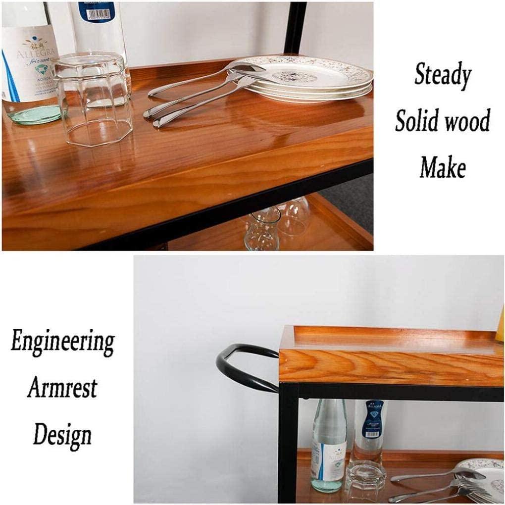 HAOKAZLBR HAOKAZLBR Bar Serving Cart for Hotel Luxury Restaurant, Serving Trolleys Drinks Trolley Solid Wood Iron bar Hotel Mobile Dining car Wine cart, Engineering handrail Home Storage Rack, Three-Tier Shelf