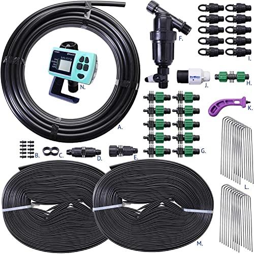 DripWorks Automated Dripworks Drip Tape Irrigation Kit for Watering Row Crops in Farms (with Timer)-Waters Upto 10 20\' Rows | Agricultural Grade Components | Trusted Brand Since 1991