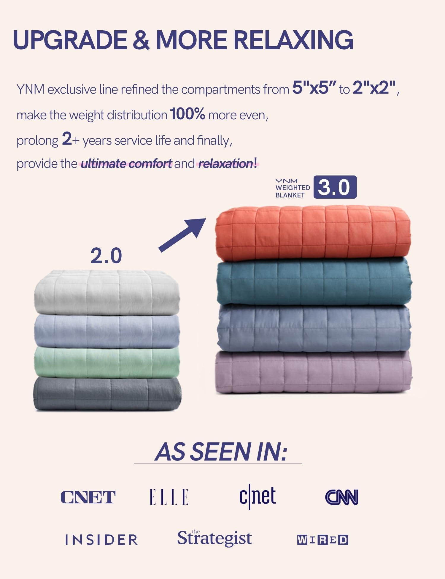 YnM YnM Exclusive Cooling Weighted Blanket,Smallest Compartments, Bed Blanket for One Person of 140lbs, Ideal for Queen/King Bed (60x80 Inches, 15 Pounds, Light Grey)