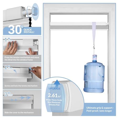 Boolegon Boolegon No Drill Blinds for Windows Blackout Cellular Shades Cordless No Tools Honeycomb Pull Down Blinds Easy Install No Screws Cellular Blinds for Door, Home, Beige, 34.5" W x 64" H