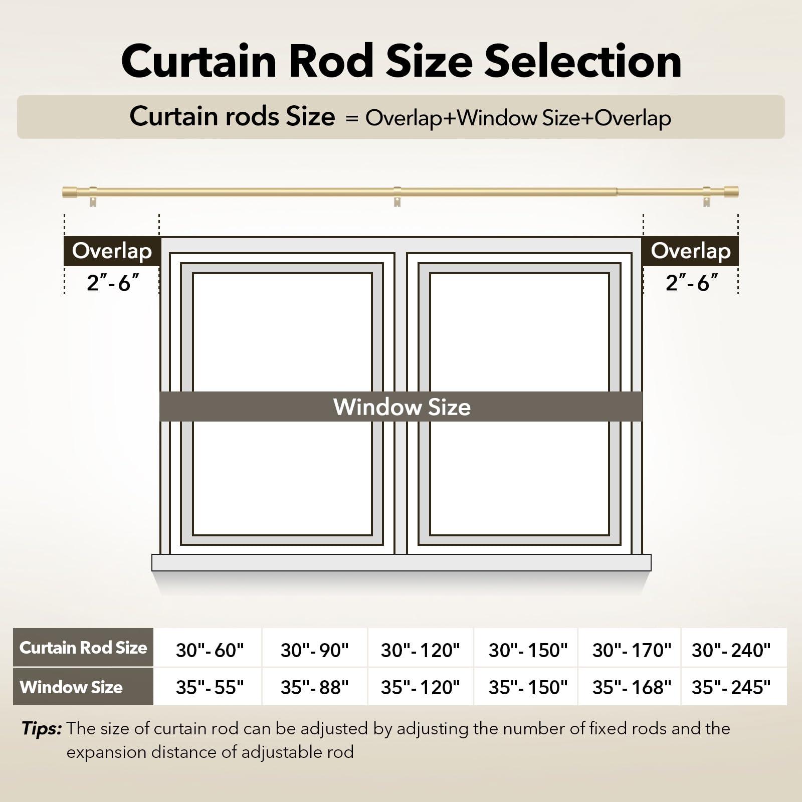 IFELS Extra Long Curtain Rods for Windows 32 to 240 Inch, 1 Inch Gold Curtain Rod, Heavy Duty Curtain Rods for Patio, Farmhouse, Bedroom, Living Room, Adjustable Metal Curtain Rods (A2,Gold,32"-240")