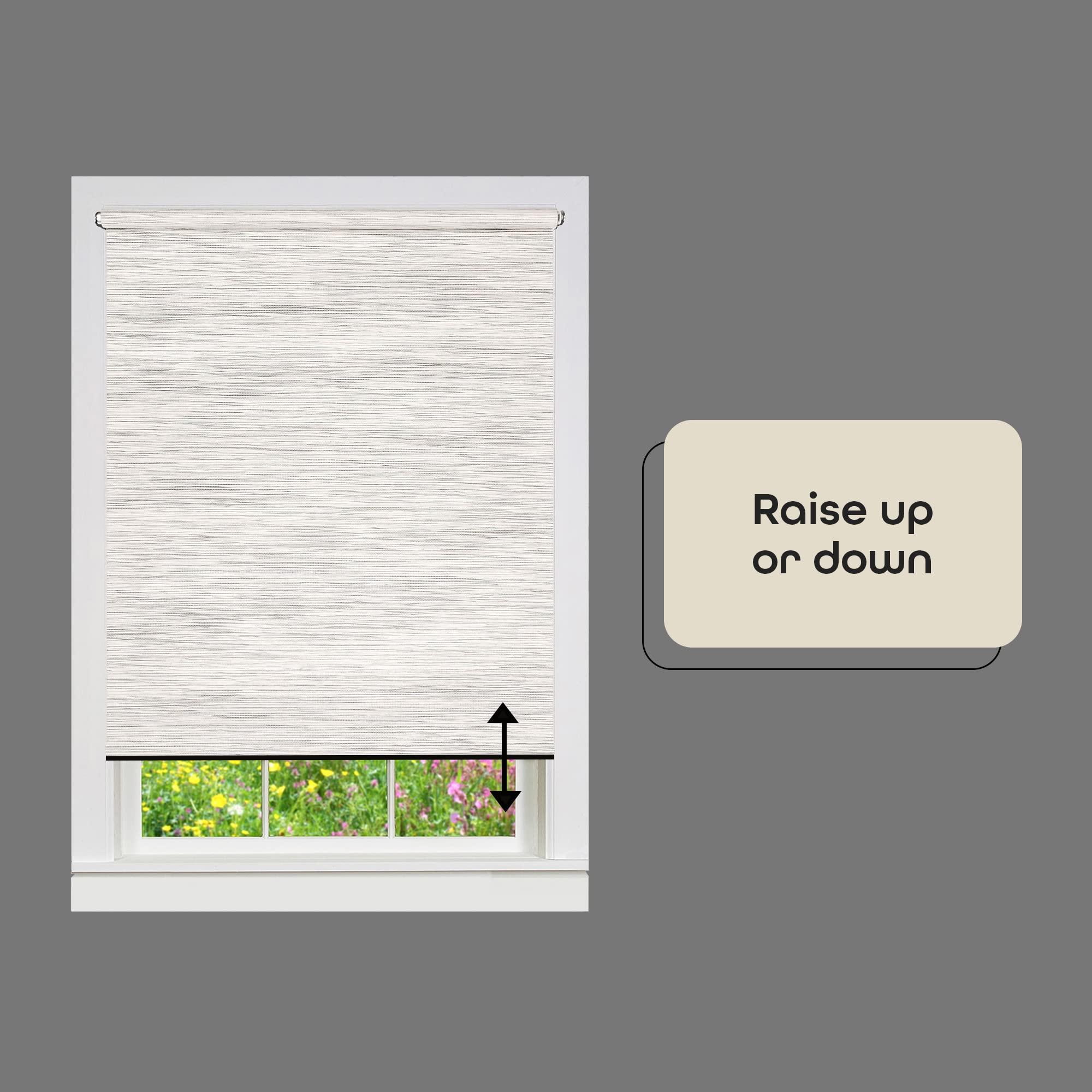 Achim Home Furnishings Cordless Privacy Jute Window Roller Shade - 55 Inch Width, 72 Inch Length - Silver Grey - Light Filtering Woven Natural Fiber Horizontal Windows Blinds by Achim Home Decor