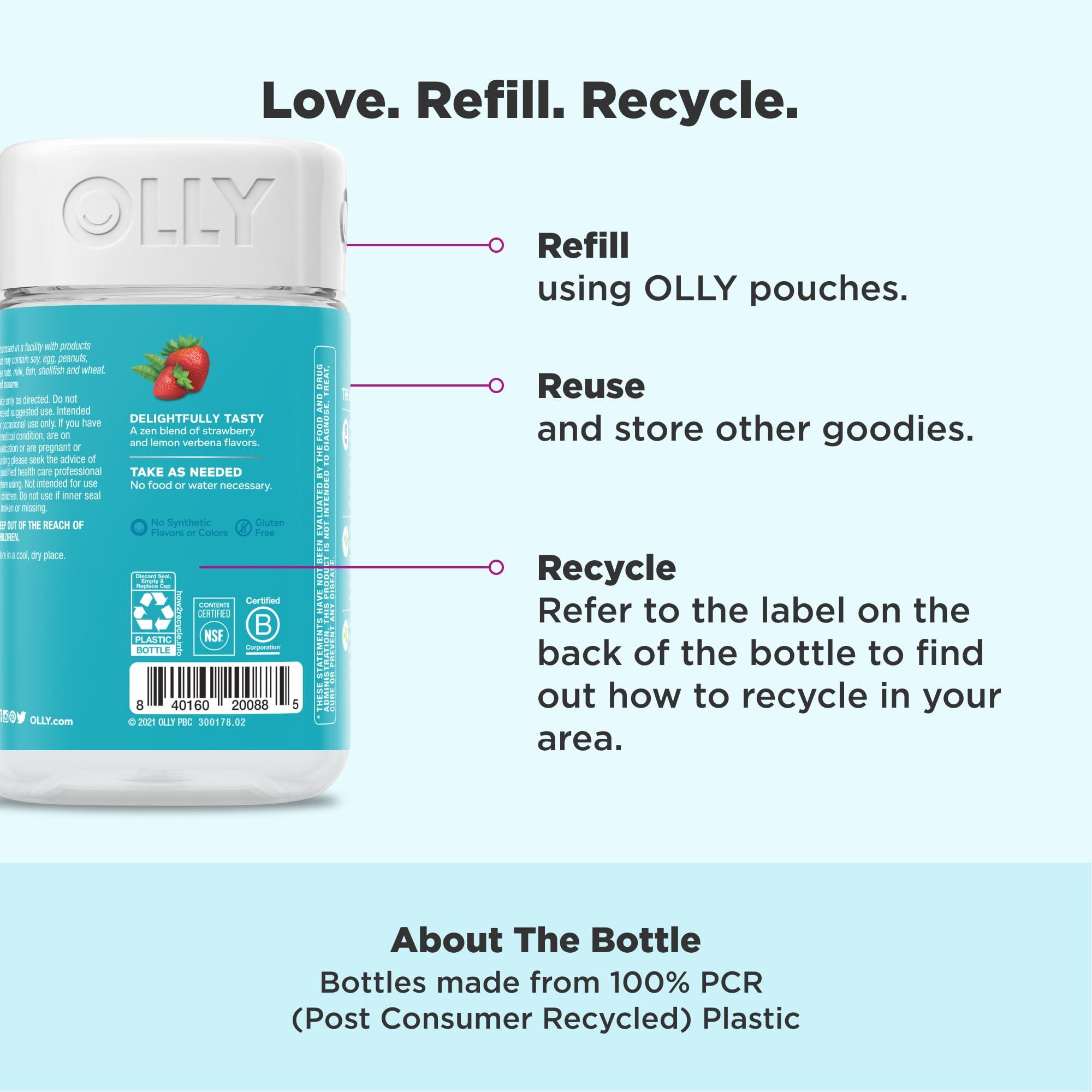 OLLY OLLY Goodbye Stress Gummy, GABA, L-Theanine, Lemon Balm, Stress Relief Supplement, Berry - 60 Count