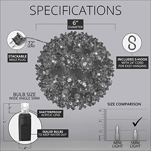Wintergreen Lighting Wintergreen Lighting LED Starlight Sphere, LED Light Ball Sphere Light, Christmas Light Ball, Christmas Decoration (70 Lights, 6\", Warm White)