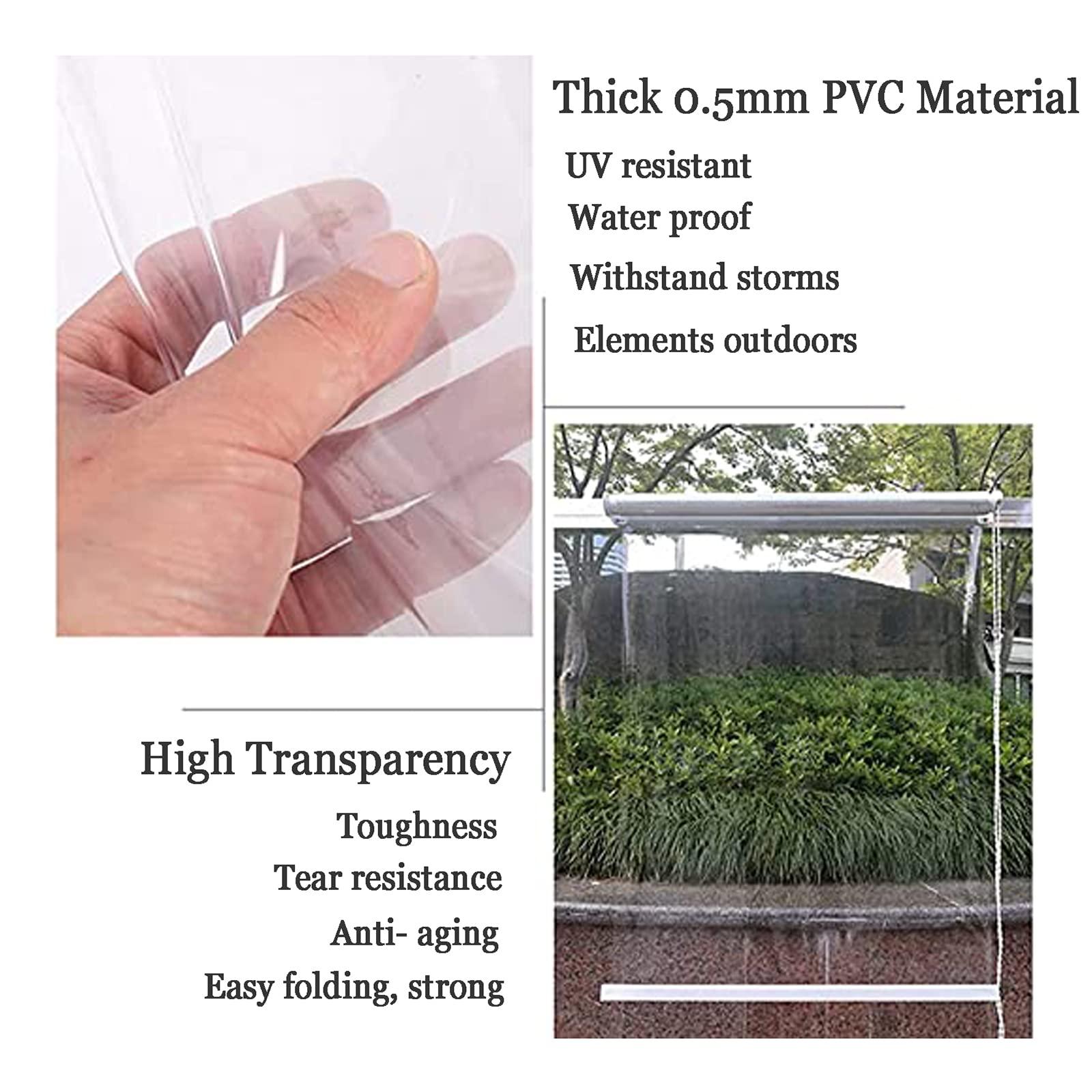 ZXCVBAS ZXCVBAS Transparent PVC Roller Shades,Clear Roller Shade,Outdoor Clear Vinyl Roller Shades, Waterproof Rainproof Roller Window Shades, Blinds for Outdoor Patio Hotel Office,120x250cm/47.2x98.4in