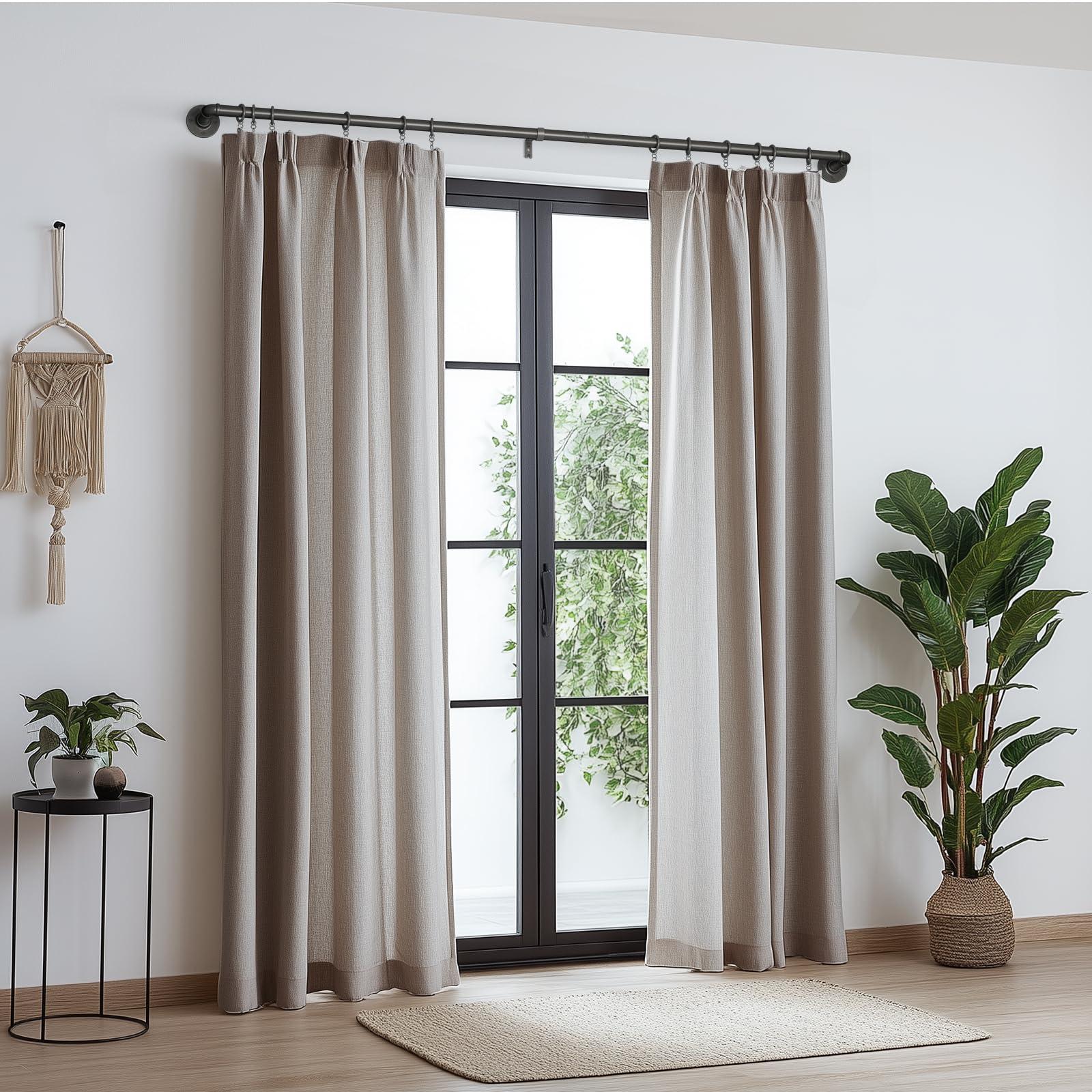 zeerobee Zeerobee Curtain Rods for Windows 144 to 168, 1 Inch Industrial Wrap Around Curtain Rod, Indoor/Outdoor Room Divider Adjustable Drapery Pole, 144"-168", Grey