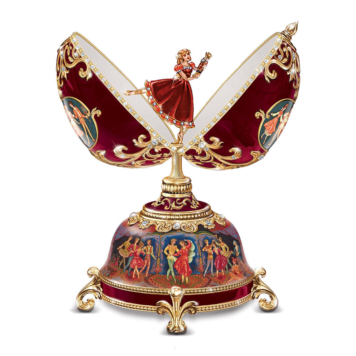 The Bradford Exchange The Nutcracker Musical Egg Christmas Decor Peter Carl Faberg-Style with More Than 100 Hand Set Simulated Gems 22k Gold Scroll Made of Heirloom Porcelain