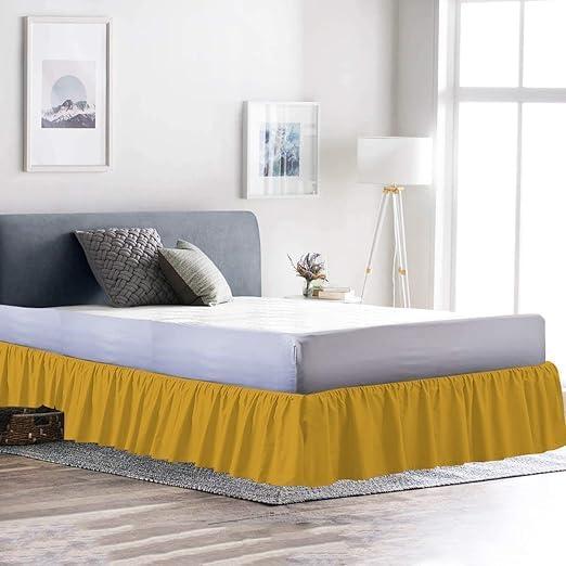 Drona Bedding Drona Bedding Short Queen Size Bed Skirt Gold Ruffled Bed Skirt: Hotel-Quality, 600 Real Thread Count 100% Pure Cotton, Three-Sided Coverage Dust Ruffle Bed Skirt (16\"\" Drop) (60 X 75) Short Queen