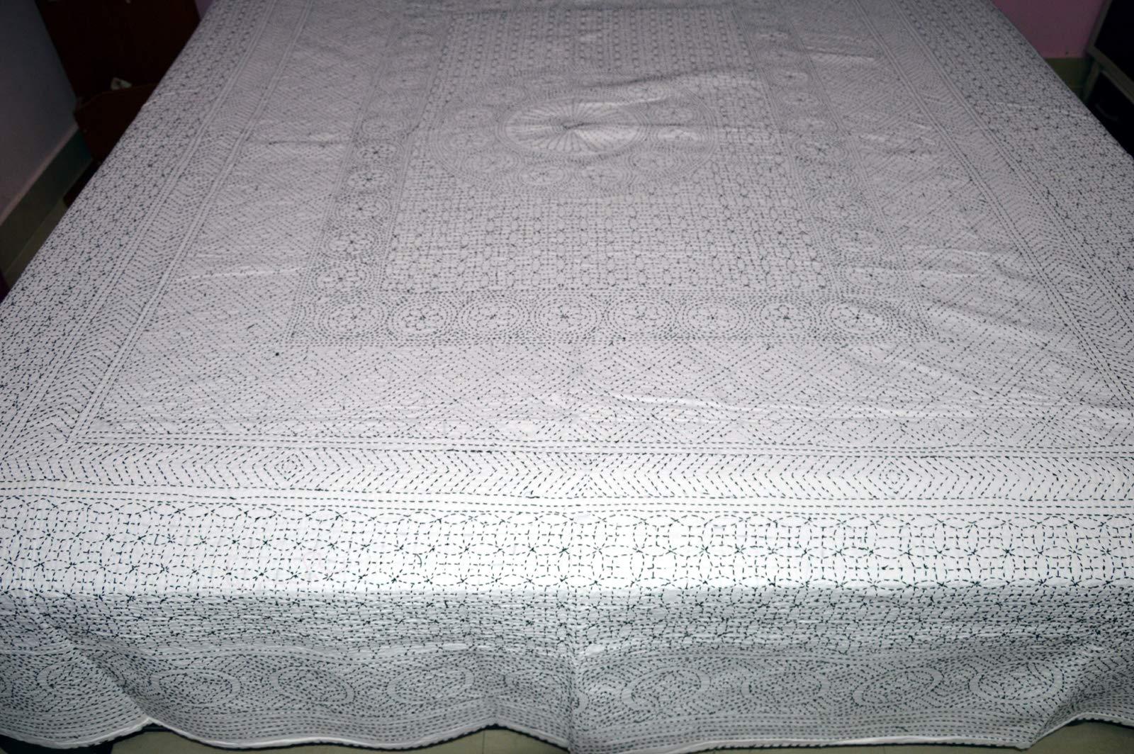 Marusthali Indian Handmade kantha Bedspreads Cotton Applique Bedspread Traditional Bed cover Indian Cotton Applique Cut work Bed sheets
