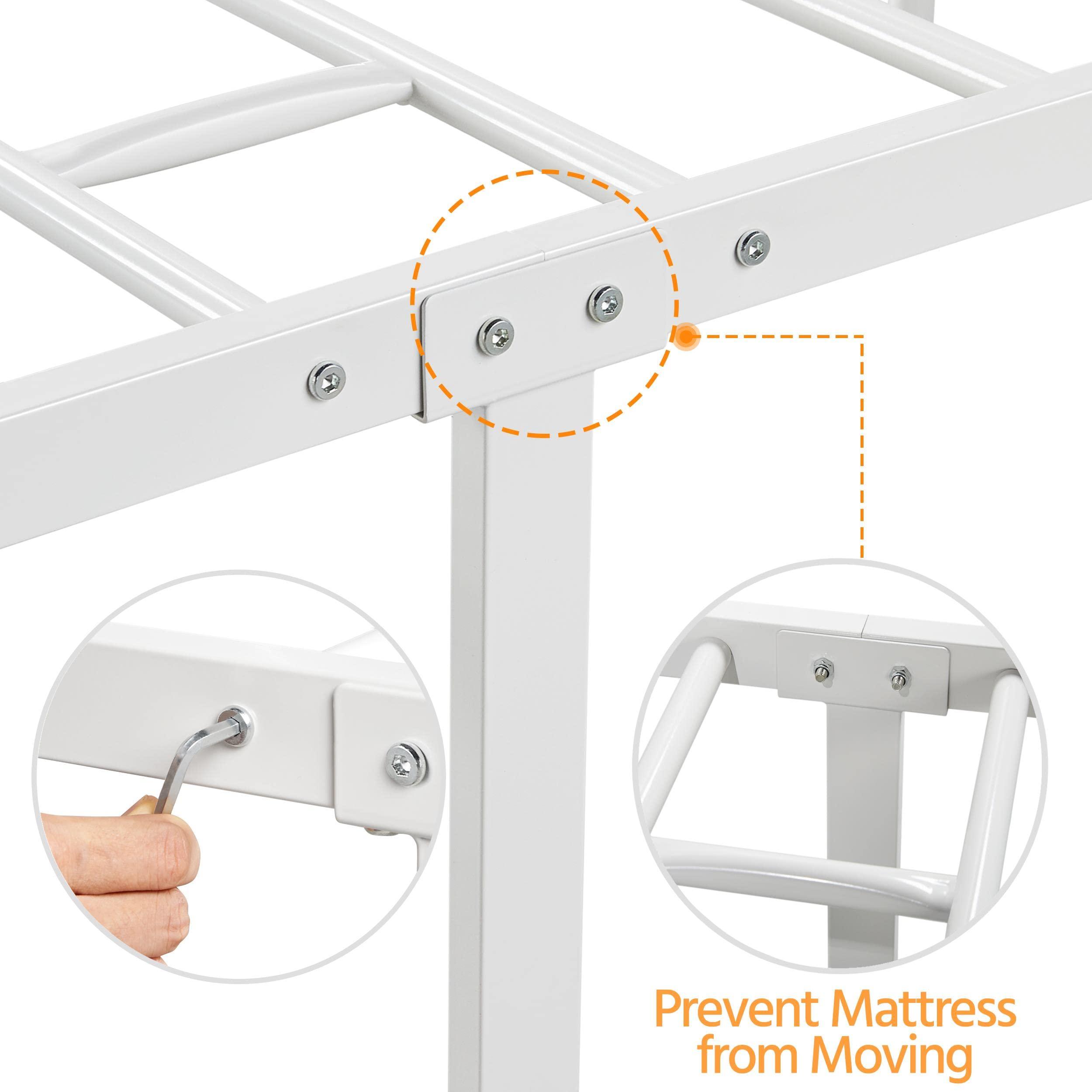 Yaheetech Yaheetech King Bed Frames Metal Platform Bed with Headboard and Footboard No Box Spring Needed Easy Assembly,Ground Clearance: 12.6''/White/King Bed