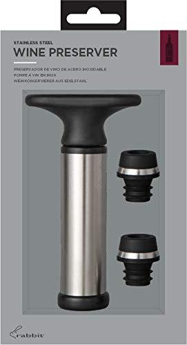 Metrokane Rabbit Wine Preserver with Two Wine Vacuum Stoppers (Stainless Steel)