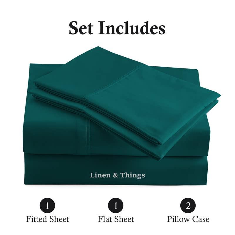 SmartSF Texas King Size (80\" x 98\") 800 Thread Count Luxury Egyptian Cotton Bed Sheets, Sateen Weave, 4PCs Luxury Soft Bed Sheet Set 15\" Deep Pocket - Teal Solid