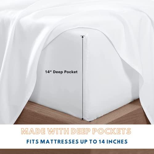 THYUNQ THYUNQ Geometric Sheets California King Size Bed, Modern Abstract Pattern Bedding Sheets & Pillowcases - 14 Inch Deep Pocket, Super Soft Microfiber Printed Sheet Set 4 Piece