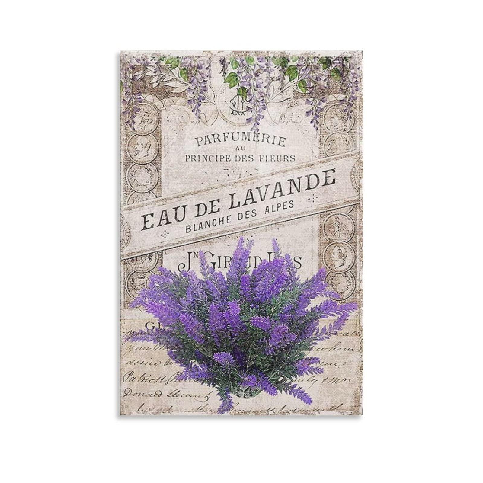 Authere French Lavender Country Retro Poster Decorative Canvas Wall Art Print Home Wall Decor for Living Room Bedroom Gifts No Framed Gift For Men Women 8x5.5 Inch Plaque Tin Sign