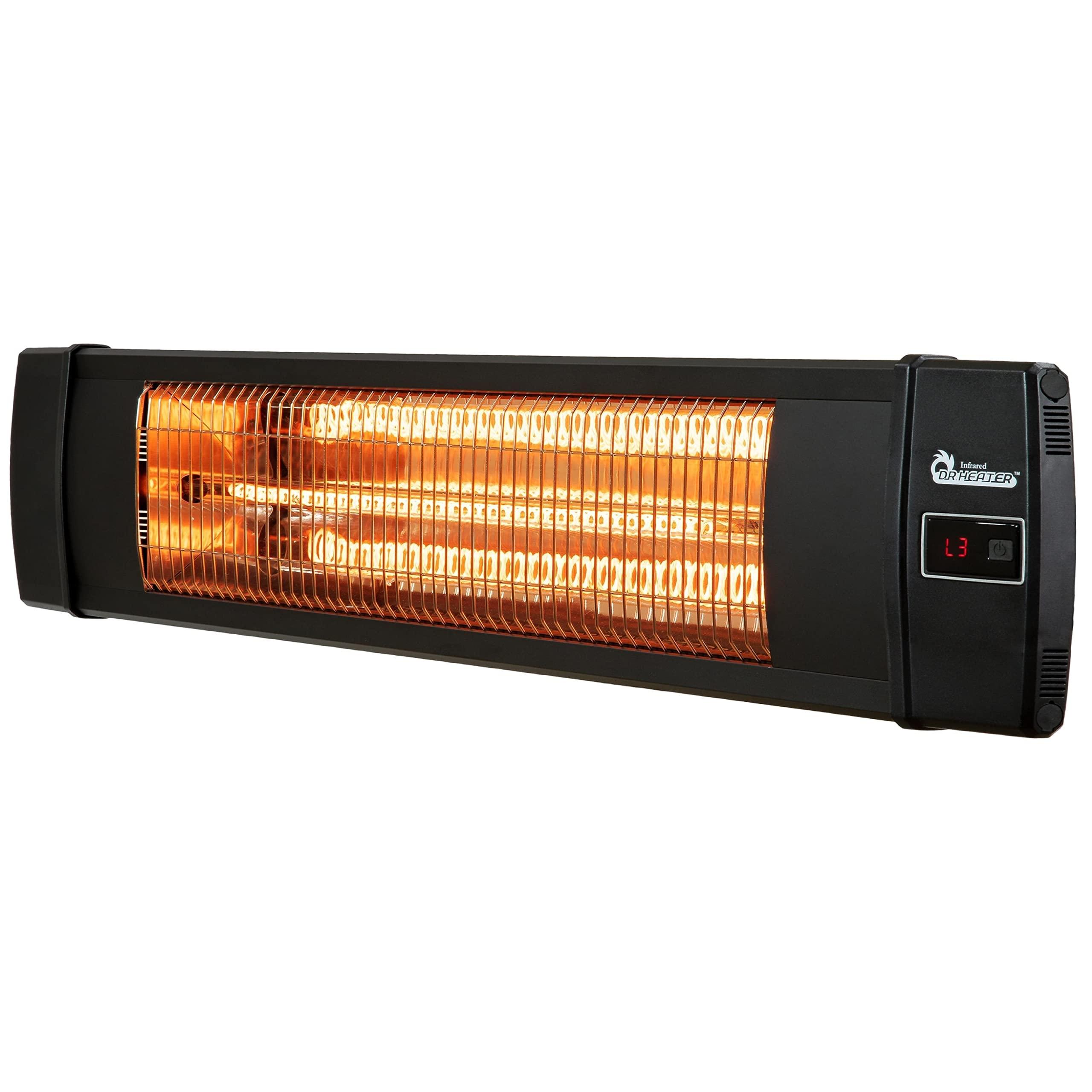 DR. INFRARED HEATER Dr Infrared Heater Portable Space Heater, 1500-Watt, Cherry & DR-238 Carbon Infrared Outdoor Heater for Restaurant, Patio, Backyard, Garage, and Decks, Standard, Black