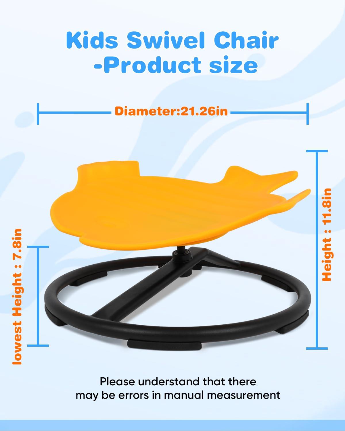 FAHKNS FAHKNS Kids Swivel Chair, Spinning Seat for Kids Sensory, Seat and Spinning Swivel Chair, Yellow Autism Kids Sensory Swivel Chair, Training Kids Concentration and Improving Toddles Physical Fitness